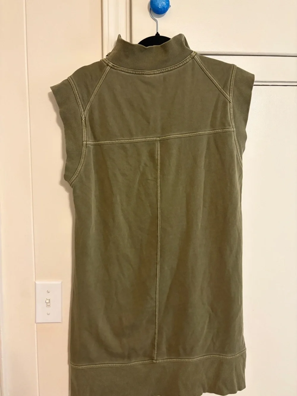 Daily Practice Anthropologie Sleeveless Olive Green Zip-Front Dress - Picture 4 of 7